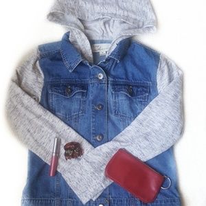 hooded contrast jean jacket